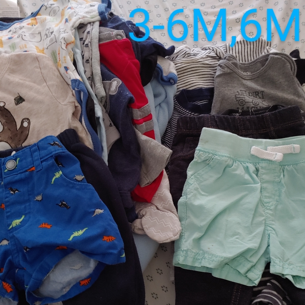 34 Baby boys clothes 3-6M, 6M pieces total
